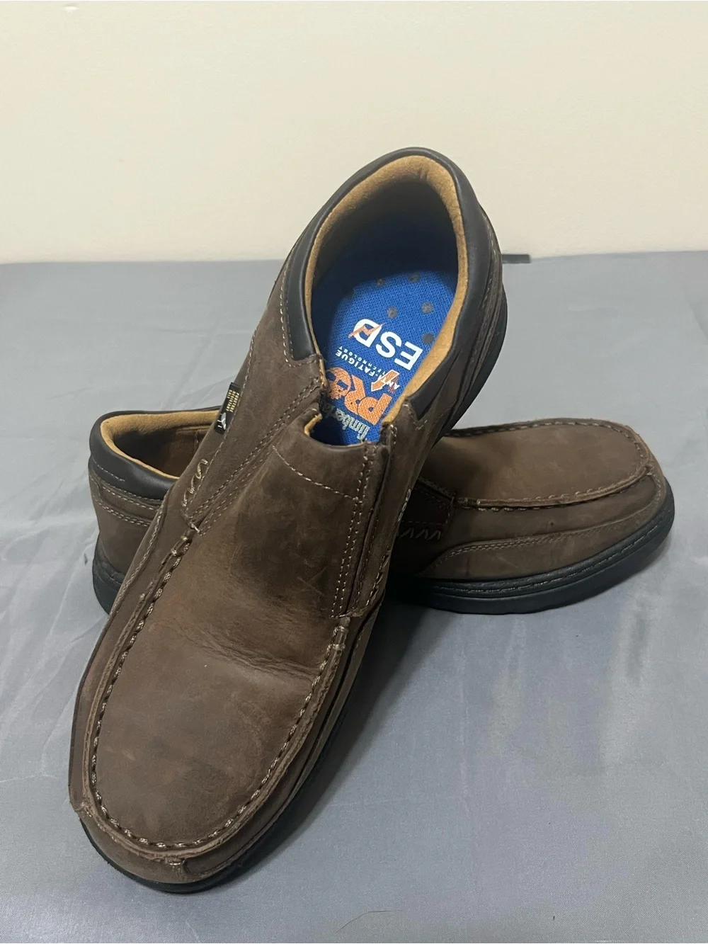 Timberland PRO ESD Anti-Fatigue Slip On Leather Work Shoes Mens 10.5W Brown